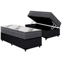 Ver imagem 1 de Cama Box Baú Solteiro: Colchão Anatômico Ortobom D33 / EP Airtech 100 + Base CRC Courano Black(