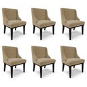 Ver imagem 1 de Kit 6 Cadeiras Decorativas Sala de Jantar Base Fixa de Madeira Firenze Suede Nude/Preto G19 - Gran B