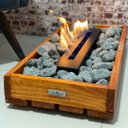 Ver imagem 5 de Lareira Ecológica Em Madeira Com Pedras Cinzas Decorativas