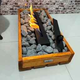 Lareira Ecológica Em Madeira Com Pedras Cinzas Decorativas - 2