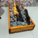 Ver imagem 2 de Lareira Ecológica Em Madeira Com Pedras Cinzas Decorativas