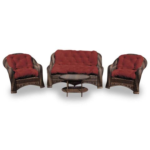 Conjunto de Sofá Fibra Sintética Bruxelas - 1 Sofá 2 L + 2 Poltronas + 1 Mesa Centro - Tecido Duna V