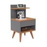 Mesinha de Cabeceira para Quarto com Nicho e Gaveta Cinza - 2