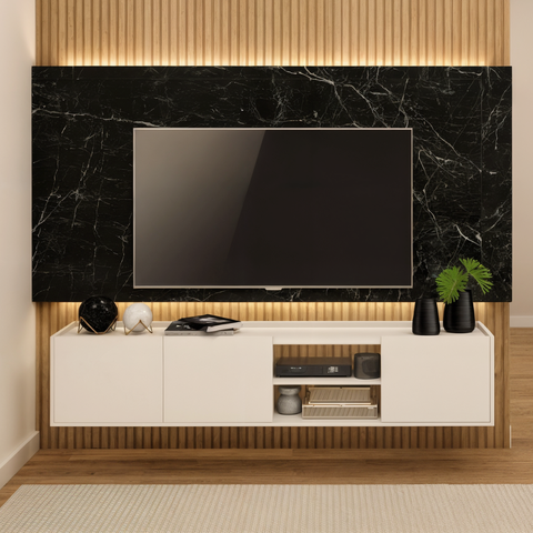 Rack Moscou 155cm 3 Portas Branco para TV 50" Byhouse