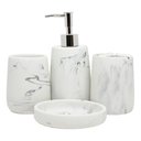 Ver imagem 1 de KIT ACESSÓRIOS DE BANHEIRO LAVABO 4 PEÇAS RESINA MARMORIZADO:PD270