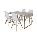 Ver imagem 2 de Mesa Jantar Industrial Retangular 137x90cm Branca Base Dourada com 4 Cadeiras Eames Eiffel Madeira B