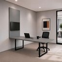 Ver imagem 1 de Mesa Reunião Industrial 200cm 100% MDF com Caixa de Tomadas e Painel TV F5 Office Cor:Cinza Sagrado