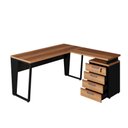 Ver imagem 5 de Mesa em L Mesa L com Gaveteiro 4 Gavetas 150cm Nogal com Preto F5 Office