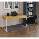 Ver imagem 1 de Escrivaninha Home Office Estilo Industrial Canela 137X53Cm Ferro Branco Com 1 Poltrona Preta