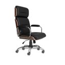 Ver imagem 1 de Cadeira Presidente Wood Acabamento em Madeira Couro Ecológico Preto Base Cromada Relax