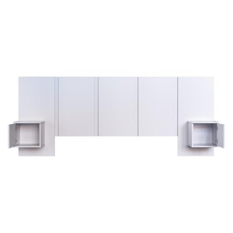 Cabeceira Casal com 2 Mesas de Cabeceira 222cm Multimóveis Cr35454 Branco
