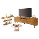 Ver imagem 1 de Rack Bancada Elara Cinamomo com Mesa de Centro Sky com Tampo de Vidro e Aparador Infinity Cinamomo
