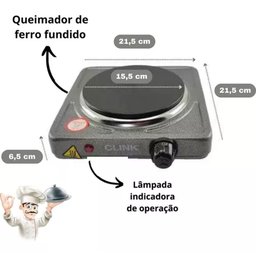Fogão Elétrico 1 Boca Fogareiro Portátil 1000w - Clink - 5