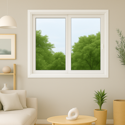 Janela Correr PVC  120x120x8  Branca 2 folhas - 1