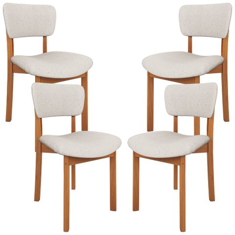 Kit 04 Cadeiras para Sala de Jantar Cozinha Living Estofada Dara L02 Linho Cru - Lyam Decor