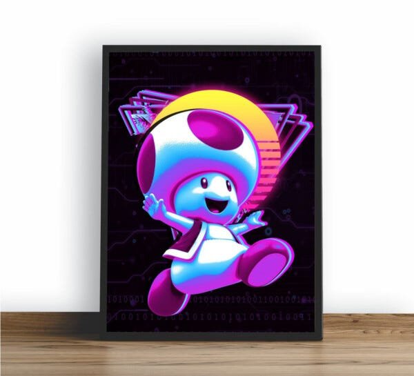 Quadro Decorativo Poster Cogumelo Mario Bros | MadeiraMadeira