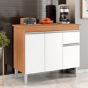 Ver imagem 1 de Balcão Gabinete de Pia para Cozinha sem Tampo 100cm Tatiane Amêndoa/branco- Mabe Magazine