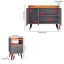 Ver mais imagens de Kit Aparador Buffet Wood New 3 Portas e Mesa de Cabeceira Dream 2 Gavetas Cinza Ripado Cinamomo