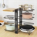 Ver imagem 5 de Organizador Panelas Frigideiras Rack Inox Ajustavel Armarios Bancadas Suporte Multiuso Grande 8 Divi