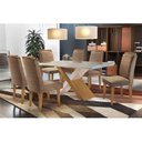 Ver imagem 1 de Conjunto: Mesa de Cozinha Imperatriz Tampo Madeirado C/ Vidro Canto Reto 180x90cm e 6 Cadeiras