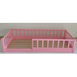Cama Solteiro Base Montessoriana Madeira Maciça Pinus - Branco - Grade Cercadinho Completa - 3
