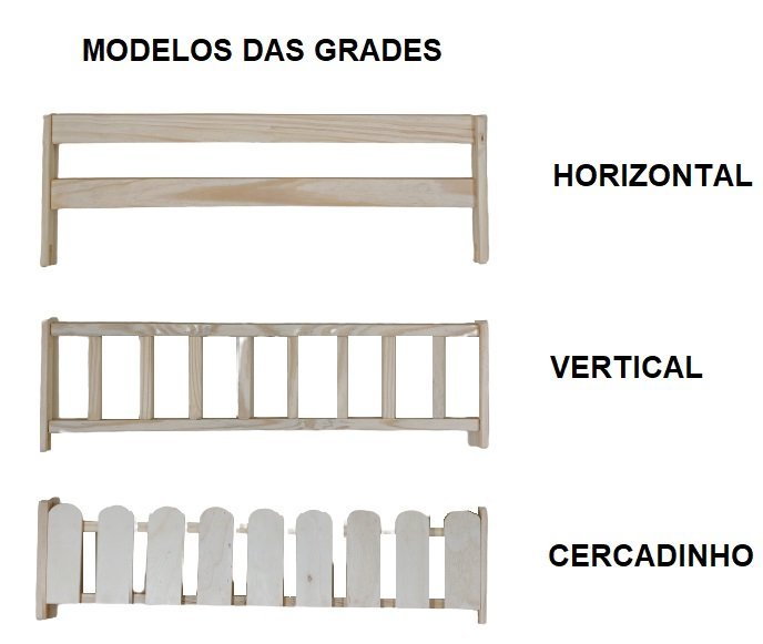 Cama Solteiro Base Montessoriana Madeira Maciça Pinus - Branco - Grade Cercadinho Completa - 4