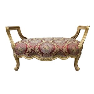 Recamier Namoradeira Sofá Clássico com Estofado Vermelho - 63x123x70cm