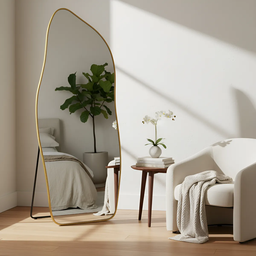 Espelho Grande Corpo Inteiro com Moldura Metal Orgânico Decorativo 150x60cm Luxo - 1