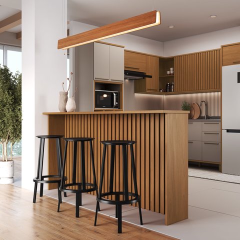 Bancada Ripada para Cozinha 208cm Cairo Fidelitá
