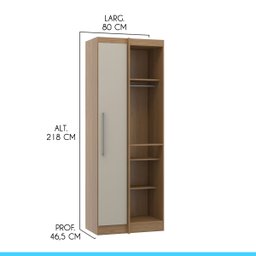 Armário Guarda Roupa de Canto Modulado Selene 80x218 Cm Mdp Carvalho 6006 Menu - 3