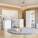 Ver imagem 1 de Quarto de Bebê Doce Sonho Completo C/ Rodízios Qmovi Branco + Colchão Ortobom