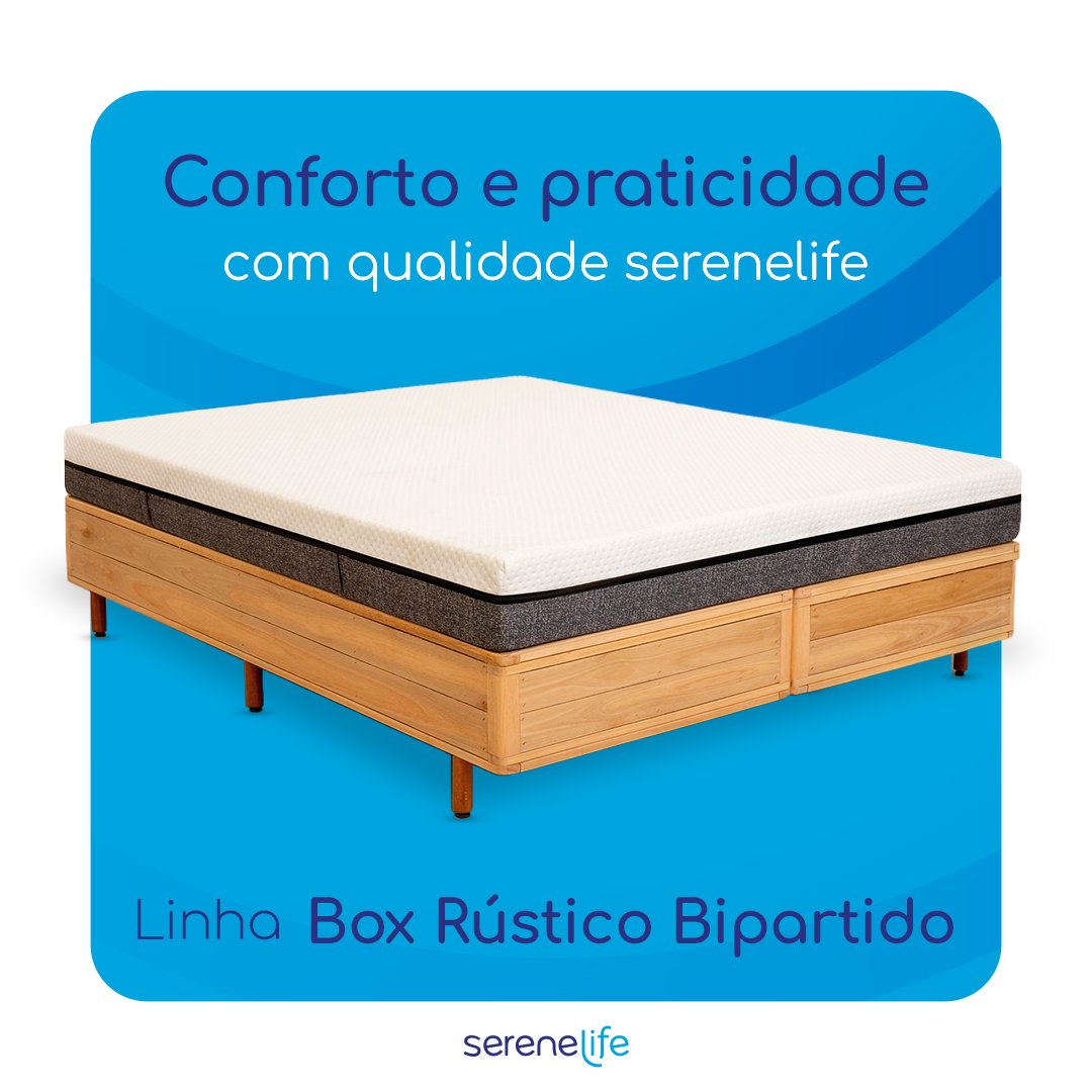 Cama Box Rústica King Size Bipartida Serenelife - Natural - 4