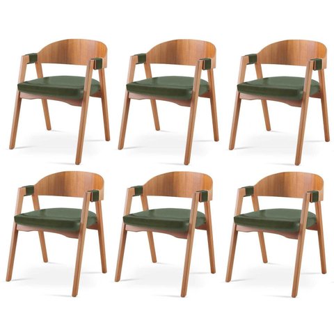 Kit 6 Cadeiras para Sala de Jantar Luna Verde