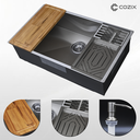 Ver imagem 1 de Cuba Gourmet Dubai Inox 304 Pia Cozinha 70x40 cm com Tábua de Corte Calha e Dispenser Cozix