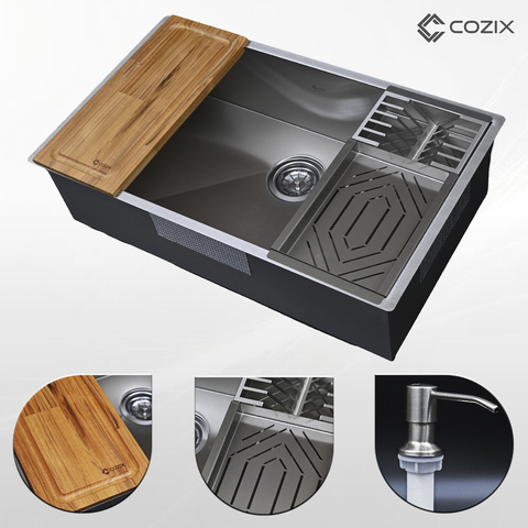 Cuba Gourmet Dubai Inox 304 Pia Cozinha 70x40 cm com Tábua de Corte Calha e Dispenser Cozix