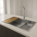 Ver imagem 4 de Cuba Gourmet Dubai Inox 304 Pia Cozinha 70x40 cm com Tábua de Corte Calha e Dispenser Cozix