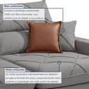 Ver imagem 6 de Sofá Retrátil e Reclínavel 4 Lugares Linho Cinza Zara 250cm Yescasa