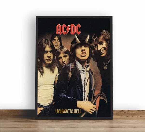 Quadro Decorativo Poster Rock Acdc Banda Integrantes | MadeiraMadeira