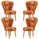 Ver imagem 1 de Kit 4 Poltronas para Recepção Maquiagem Sala de Jantar Ergonômica Tecido Veludo Pés Palito