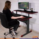 Ver imagem 2 de Mesa Gamer Connect Pro com Regulagem de Altura Detalhe Vermelho - Preto/Vermelho