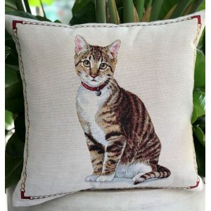 Almofada cheia em Jacquard Gato Listrado