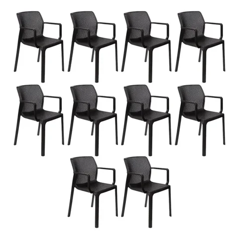 Kit 10 Cadeiras Sardenha Preto