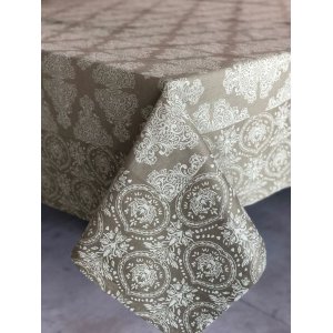 Toalha de Mesa Provence Verde Musgo em Jaquarde 100% Algodão