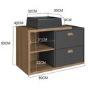Ver imagem 2 de Gabinete de Banheiro Suspenso 80cm Helena com 02 Gavetas Mel/grafite e Cuba Preta
