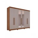 Ver imagem 1 de Guarda-roupa Casal 6 Portas 6 Gavetas com Espelho Órion Premium Salleto Cinamomo/off White