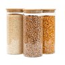 Kit 3 Potes de Vidro 1,6l Tampa de Bambu Herméticos Redondos - Tüd - 1