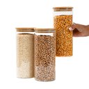 Ver imagem 2 de Kit 3 Potes de Vidro 1,6l Tampa de Bambu Herméticos Redondos - Tüd