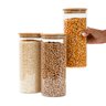 Kit 3 Potes de Vidro 1,6l Tampa de Bambu Herméticos Redondos - Tüd - 2