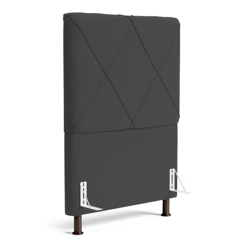 Cabeceira Cama Box Solteiro Mel 90cm com Frame Veludo Cinza Escuro - Abmaza