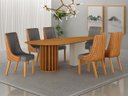 Ver imagem 1 de Conjunto Jantar 6 Cadeiras Maciça 180x90 Pilar C Arbo Design/ Cinaomo Off Linho Chumbo